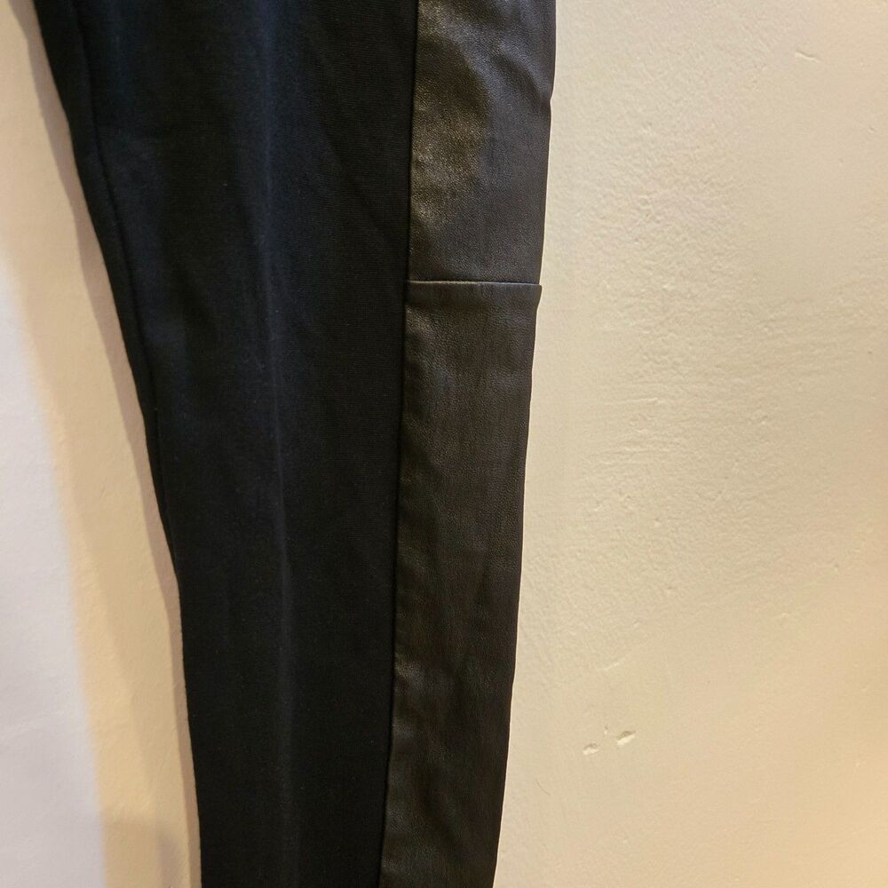 Alice + Olivia Women Leggings Skinny Pants Leather Panels Black Size 6 Moto Edgy - Picture 6 of 14
